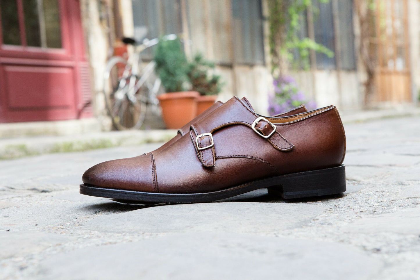 BRITISH SHOES - Double boucles cuir setter semelle cuir cousue