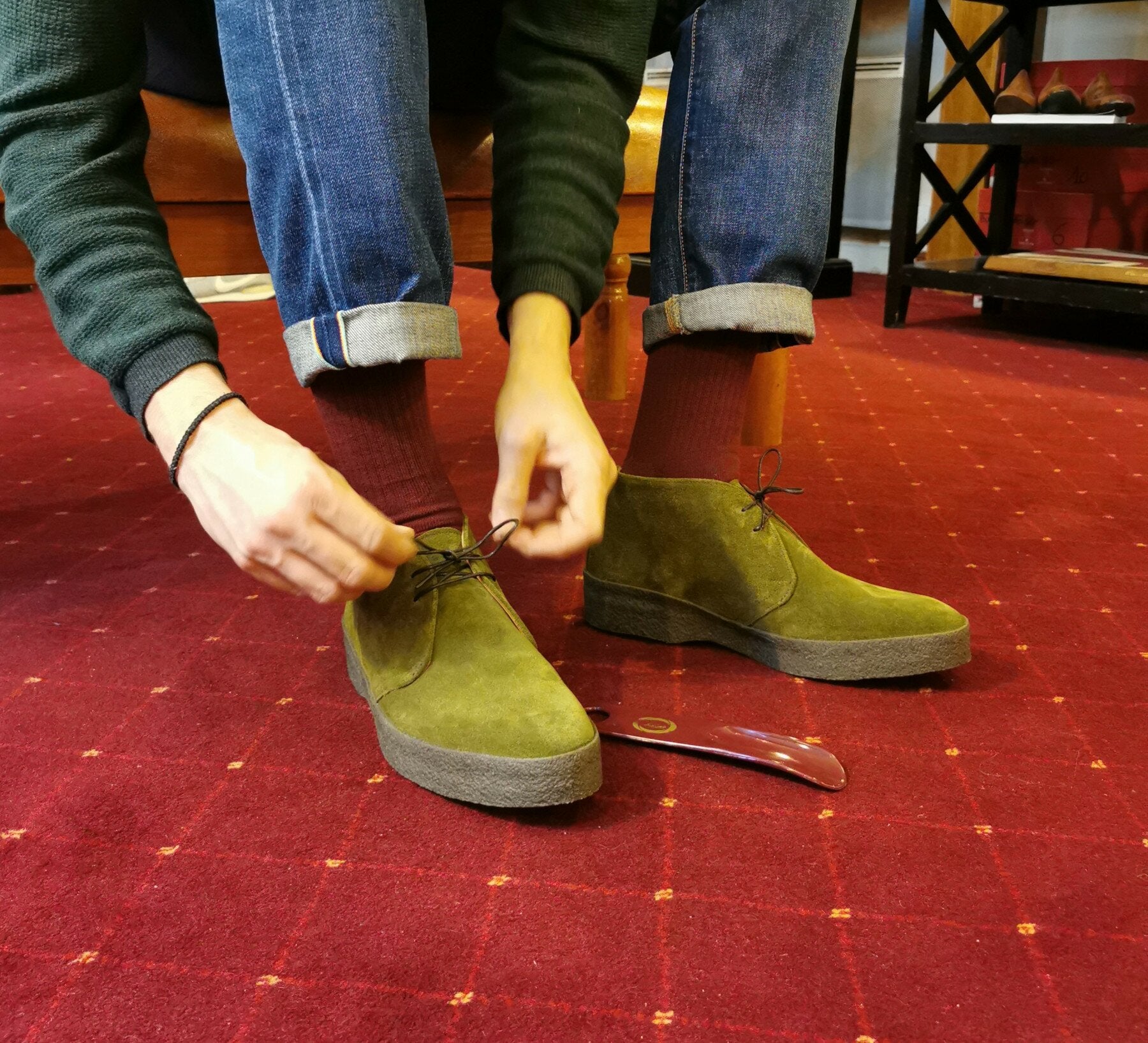 Green chukka boots top
