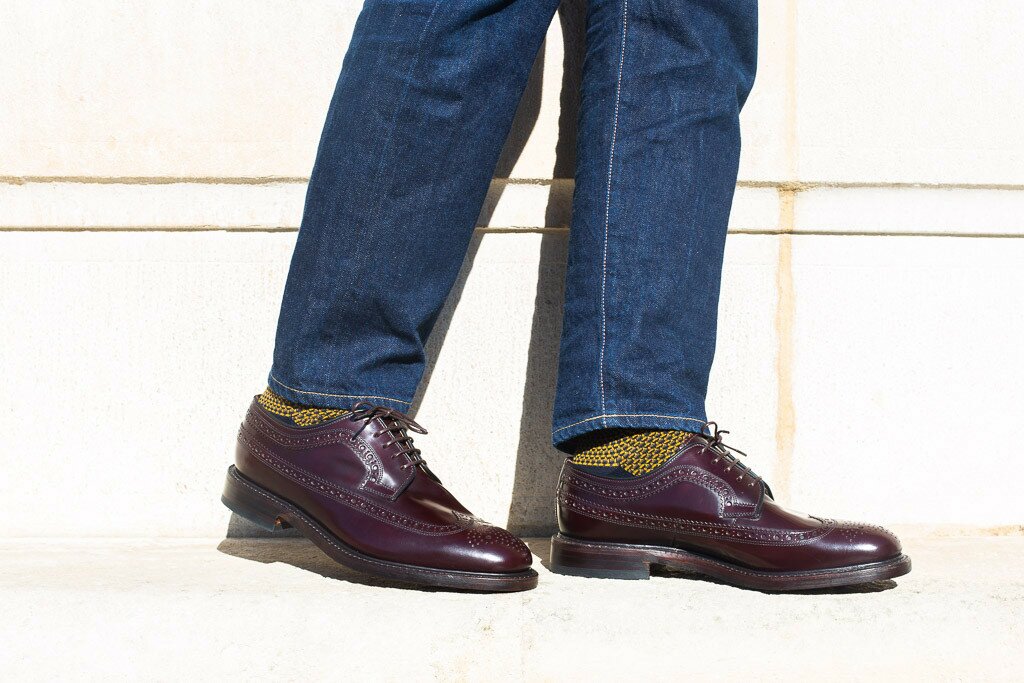 Loake - Derby brogue polish burgundy semelle cuir cousue goodyear