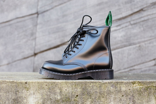 Solovair - Derby Boot 8 Eye Black Hi-Shine