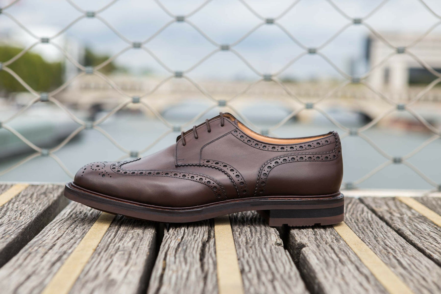 Church's Derby brogue ebony Goodyear stitched rubber sole