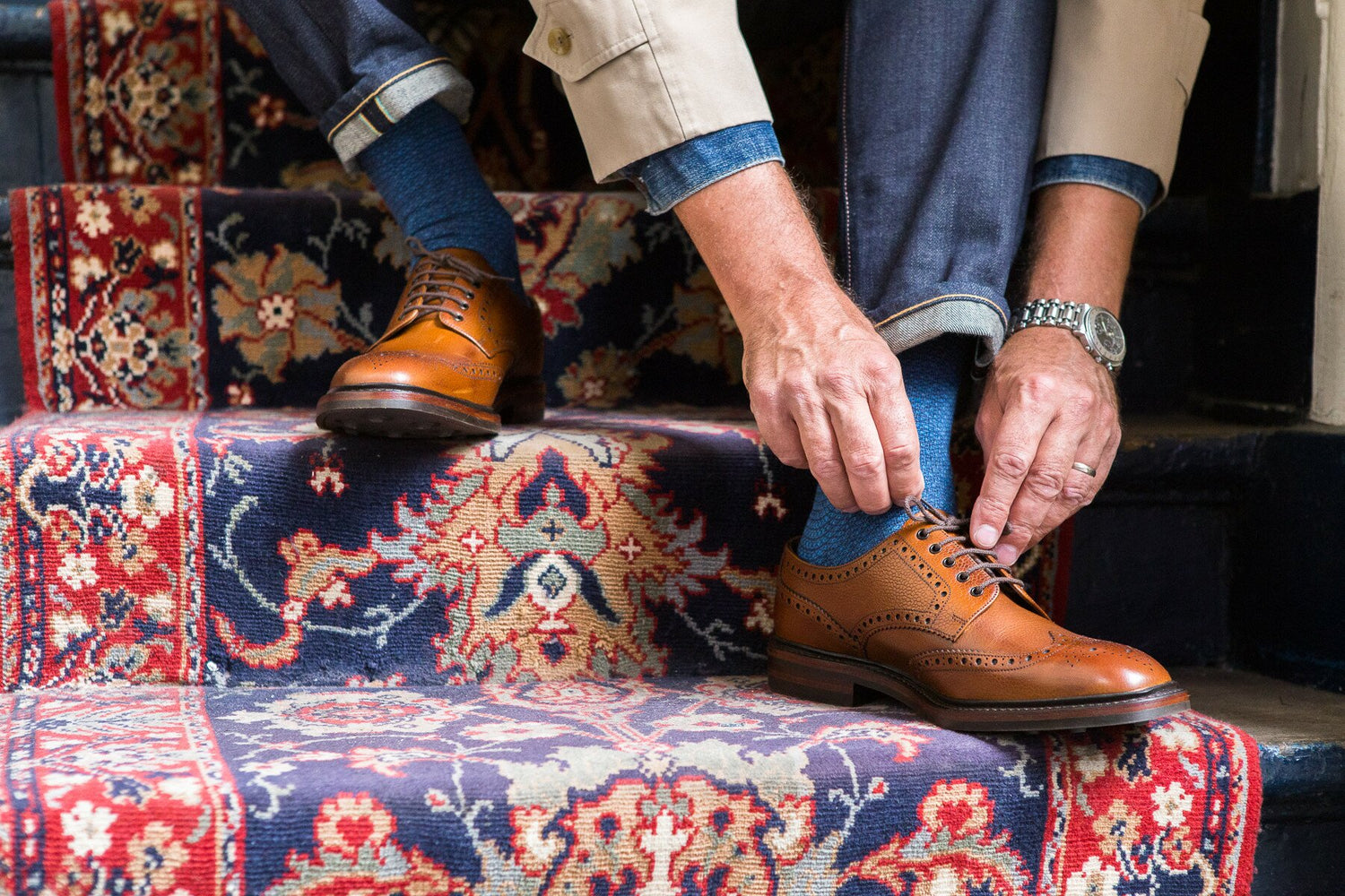 Loake - Derby marron mahogamy semelle cousue goodyear gomme