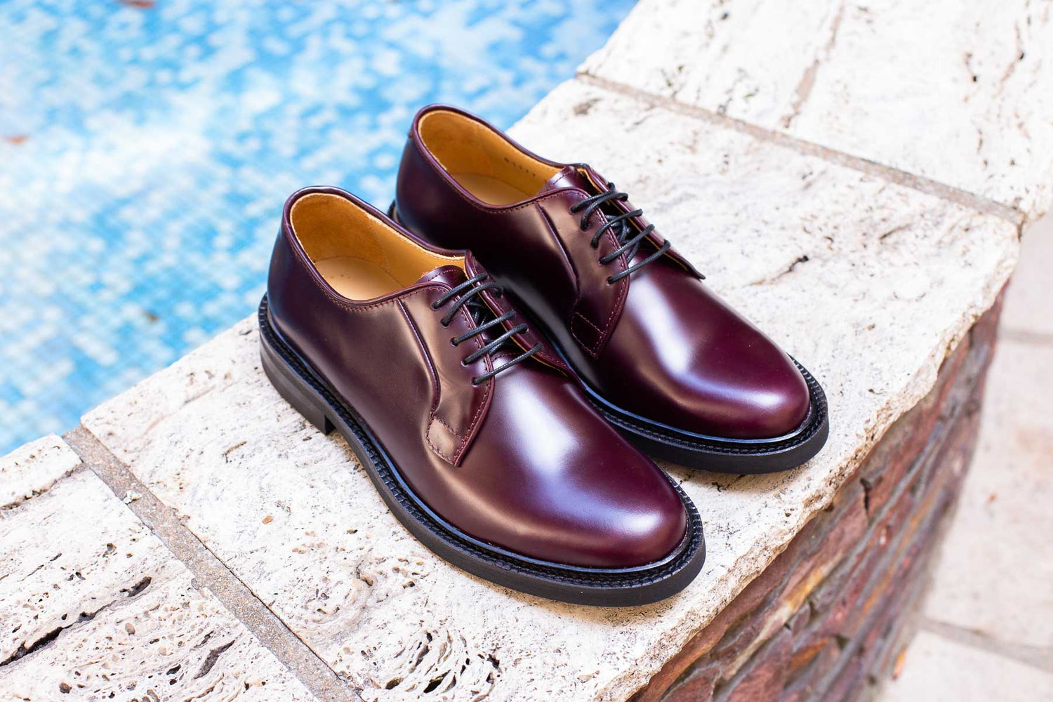 Derby Chaussures En Cuir Pour Femme 1177 Bordeaux