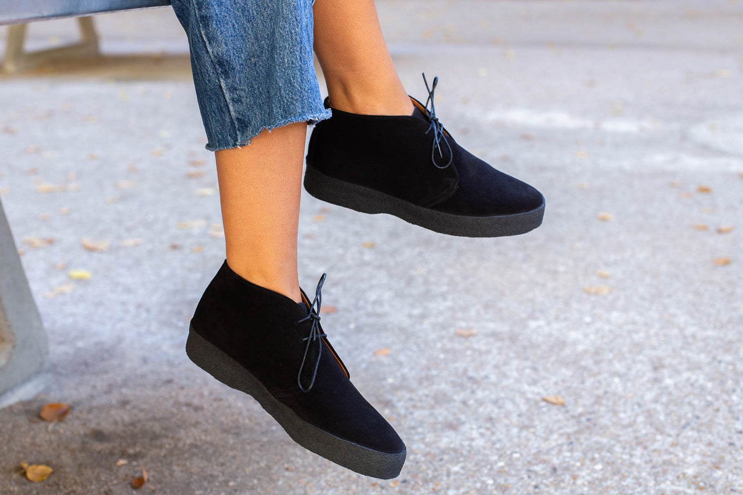 Sanders Hannah Boots noir semelle crêpe Made in UK – British Shoes