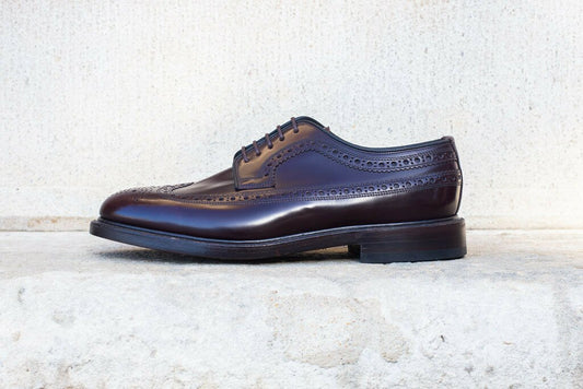 Loake - Derby brogue polish burgundy semelle cuir cousue goodyear